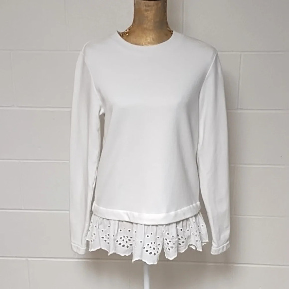 Banana Republic Tops - Banana Republic Soft Cotton, Baby French Terry Sweatshirt with Eyelet Trim